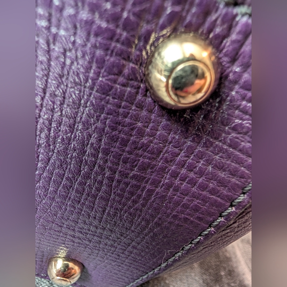 Tod's Purple Leather Satchel Handbag with Adjustable Strap - Picture 13 of 15